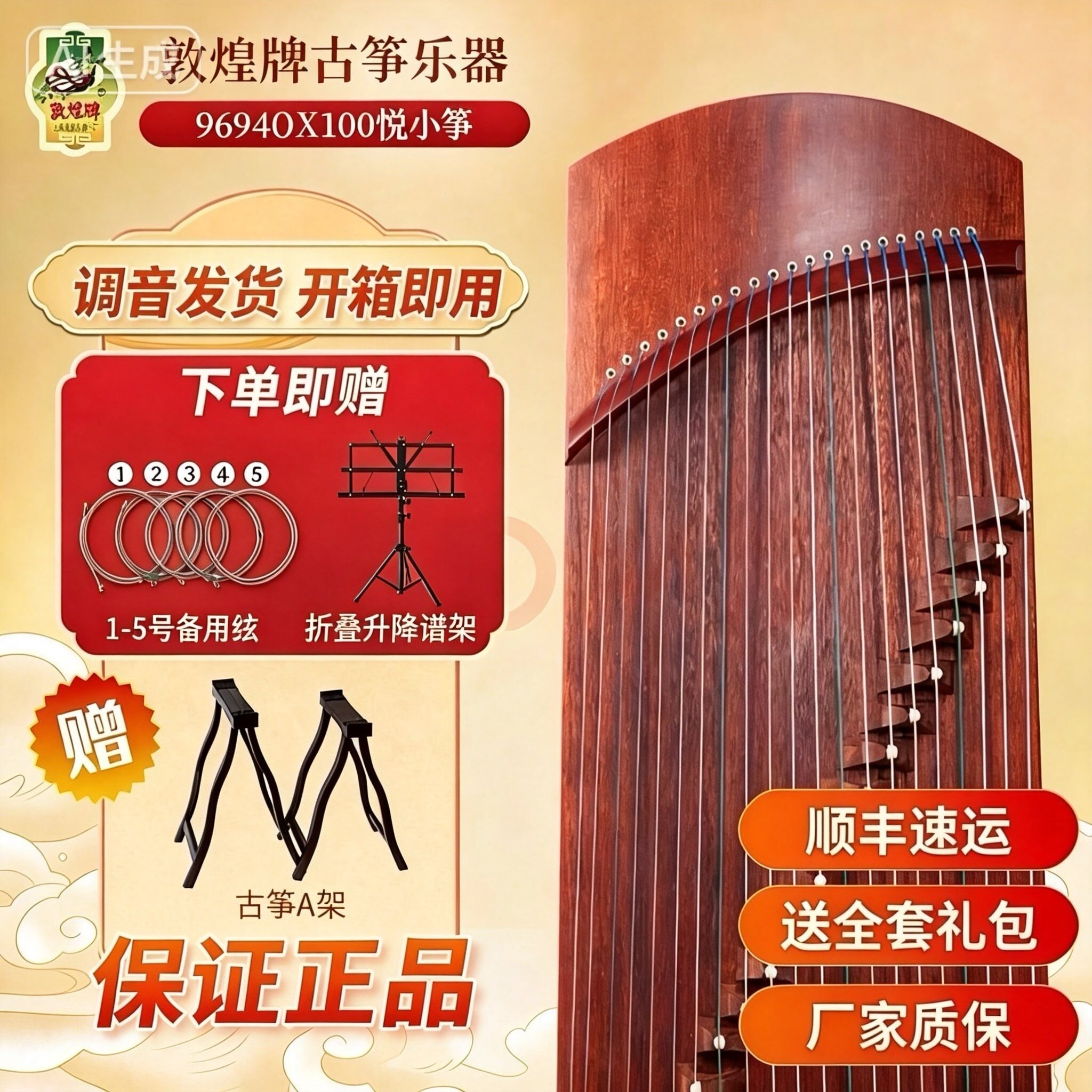 敦煌古筝9694OX100cm悦小筝便携