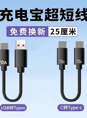 艾胜者双头TypeC数据线充电宝短线120W快充双USB-C转接线公对公适用华为苹果荣耀笔记本iPad手机CtoC充电线6A