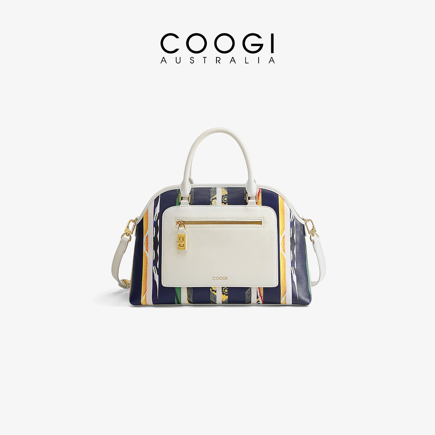 COOGI时尚通勤包撞色印花手提包图片