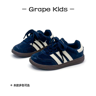GRAPE-儿童真皮板鞋2025秋季新款男童软底德训鞋女童韩版休闲鞋潮