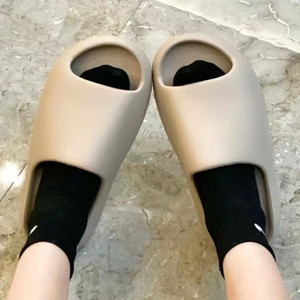 椰子拖鞋yeezy踩屎感侃爷一字拖slide米棕色雾面男女防滑厚底夏季