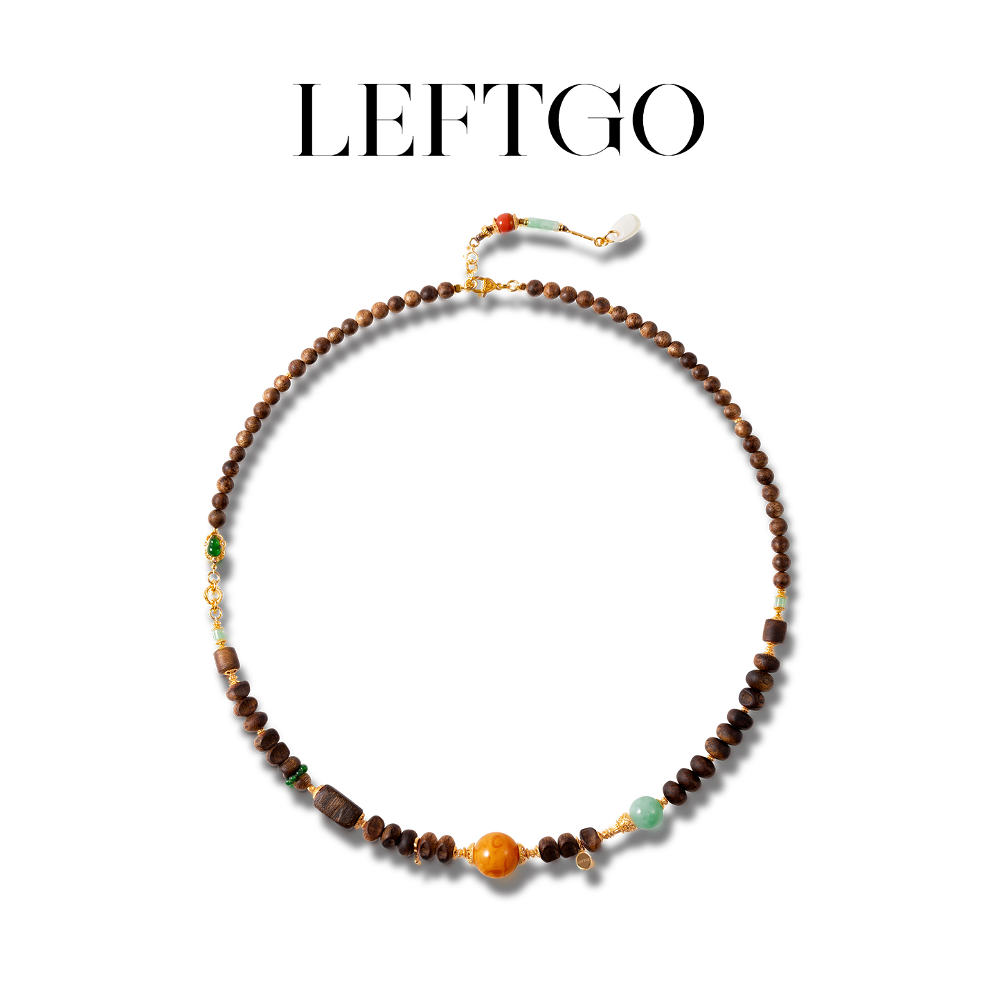 天然沉香项链蜜蜡吊坠女毛衣链