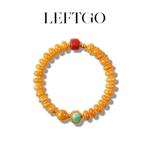 天然俄料老蜜蜡算盘珠手链女款