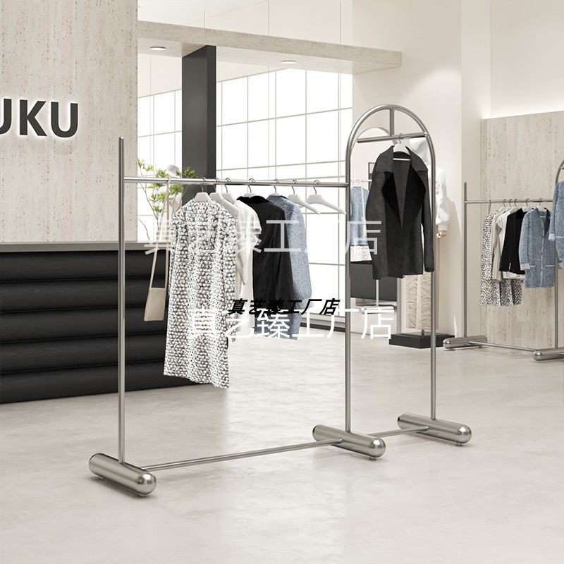 服装店展示架不锈钢男女装货架创意正挂架陈列道具中岛落地挂衣架
