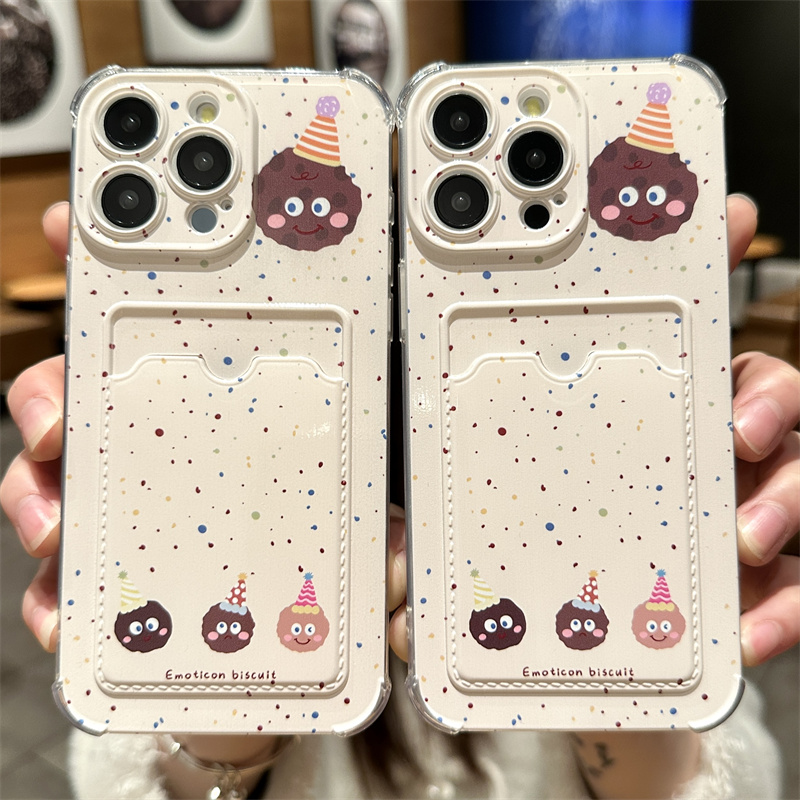 可放照片适用苹果15promax手机壳iphone17新款14pro女款11卡包12可爱8plus硅胶7软x卡通xr小卡xsmax曲奇饼干