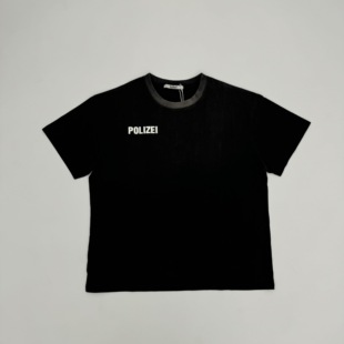 KK11 kanye west同款POLIZEI印花水洗做旧vintage短袖T恤boxy版型