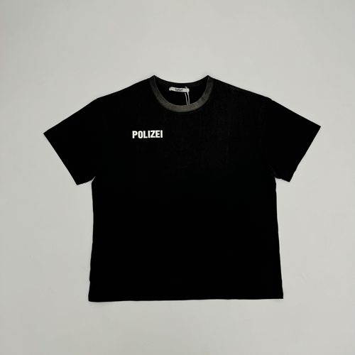 KK11 kanye west同款POLIZEI印花水洗做旧vintage短袖T恤boxy版型