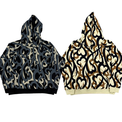 Number N ine Tribal Camo Hearts Hoodie 荆棘泪心帽衫卫衣迷彩