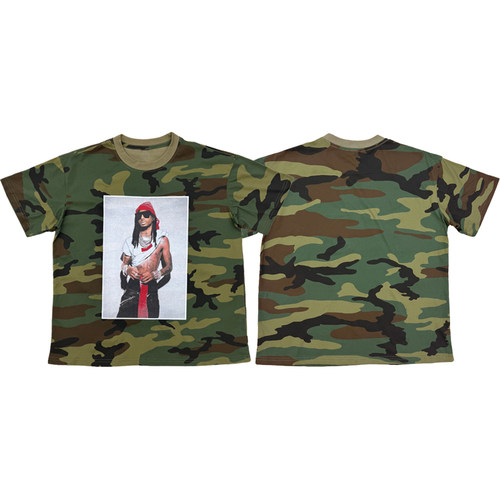 FW25 Playboicarti poster人物印花款短袖美式纯棉T恤迷彩