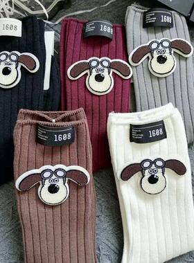 韩版掌门狗新款欧货时尚潮流袜子卡通甜美女袜ins秋冬中筒堆堆袜