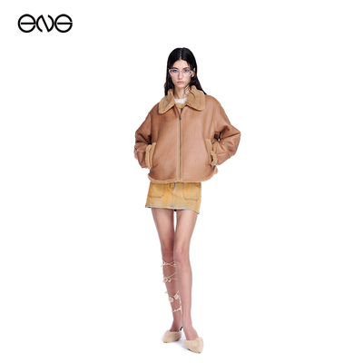 【ENG】Effet de Soleil 短款翻领夹克上衣拉链外套女  秋冬