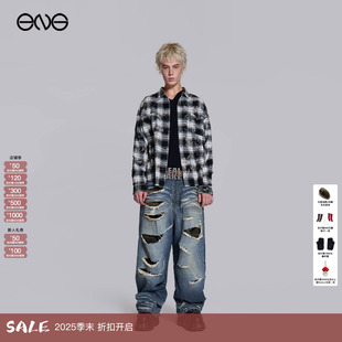 ENG 男女新品 JADED 破洞牛仔裤 25冬 LONDON宽松复古做旧阔腿裤
