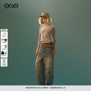 T恤上衣女新品 25秋 復古撞色中袖 Department美式 ENG Anomalies