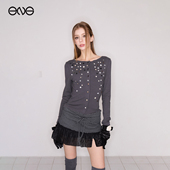 ENG 长袖 Effet Soleil圆领针织开衫 T恤女打底上衣新品 26春