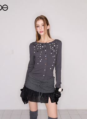 【ENG】Effet de Soleil圆领针织开衫长袖T恤女打底上衣新品26春