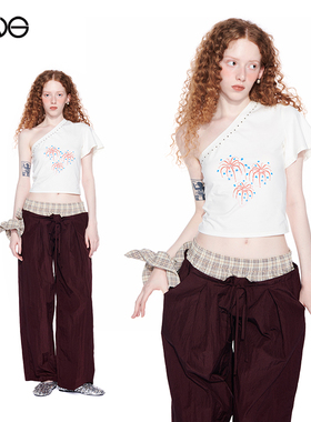 【明星同款】Effet de Soleil斜肩T恤女张小婉univu5小哈itzy女团