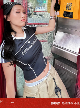 【明星同款】2000 ARCHIVES 足球衫短袖T恤女品25夏IZNA组合