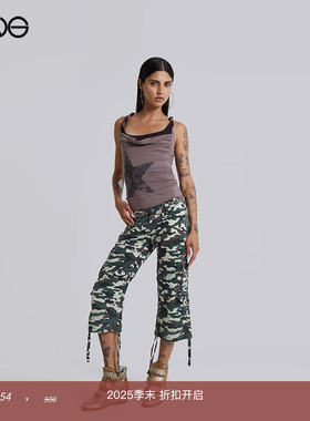 【ENG】JADED LONDON 美式休闲迷彩工装抽绳短裤七分裤女