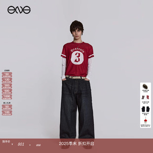 LONDON JADED 宽松复古阔腿裤 褶皱牛仔长裤 秋冬 男女 ENG