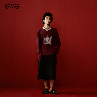 【ENG】Anomalies Department复古印花毛衣套头针织衫上衣男女款