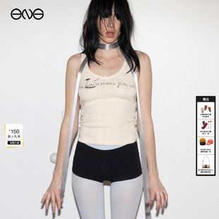新品 蕾丝边背心上衣女装 Praying文字印花无袖 26春 ENG