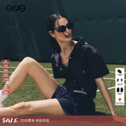 【ENG】Sporty & Rich SRC女士学院风海军蓝短袖衬衫短裙套装新品