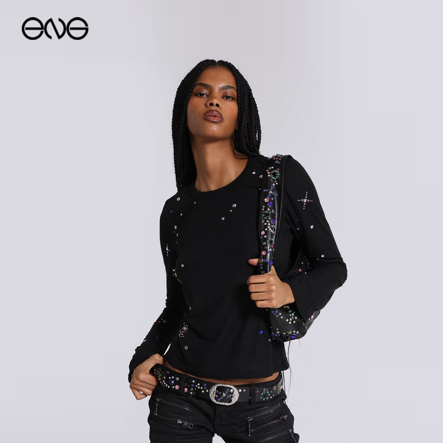 【ENG】JADED LONDON辣妹修身圆领长袖T恤打底上衣女装新品26春