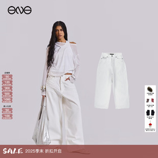 LONDON JADED Off White宽松阔腿裤 男女 牛仔长裤 ENG