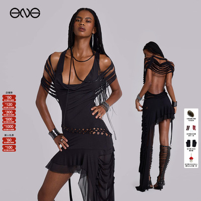 【ENG】JADED LONDON不对称镂空露背网纱连衣裙女装新品25冬