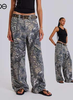 【ENG】JADED LONDON复古水洗迷彩长裤做旧直筒裤男女新品25冬