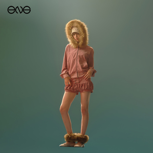 【明星同款】AnomaliesDepartment毛领外套灯笼短裤新品组合TWICE