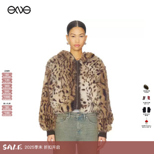 新品 LONDON豹纹人造皮毛夹克连帽外套男女同款 JADED 25冬 ENG