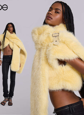 【ENG】JADED LONDON辣妹叠穿短袖仿皮草外套女新品25冬博主同款