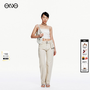 ENG 新品 HYEIN 男女同款 26春 SEO拼接腰带口袋休闲长裤