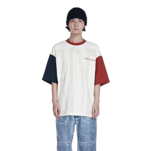 【ENG】Anomalies Department 撞色圆领纯棉短袖T恤宽松简约百搭