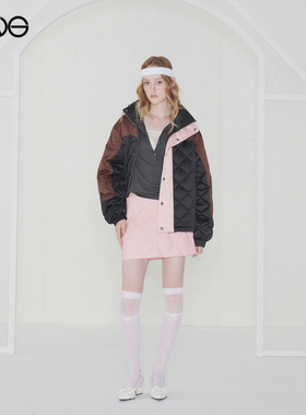 【ENG】Effet de Soleil 缎光拼色羽绒服连帽夹克外套女新品25冬