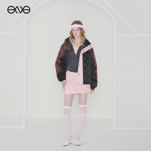 【ENG】Effet de Soleil 缎光拼色羽绒服连帽夹克外套女新品25冬