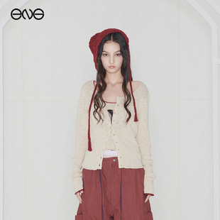 【ENG】Effet de Soleil 撞色针织长袖开衫短上衣女装新品25秋