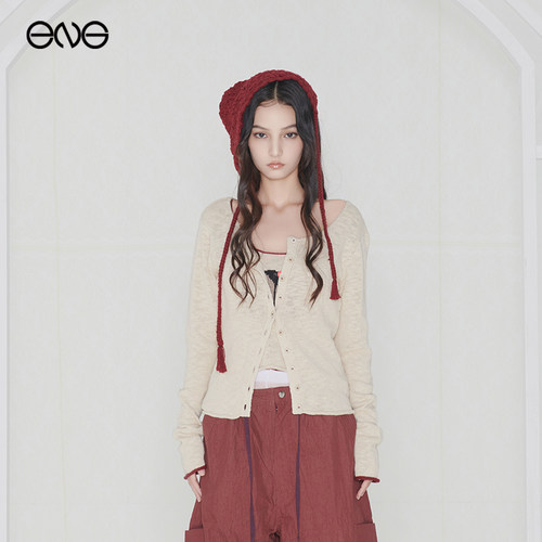 【ENG】Effet de Soleil 撞色针织长袖开衫短上衣女装新品25秋