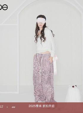 【ENG】Effet de Soleil粉豹纹长裤休闲直筒裤女低腰宽松新品25秋