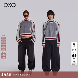 LONDON复古撞色条纹立领拉链毛衣外套男女新品 JADED 25冬 ENG