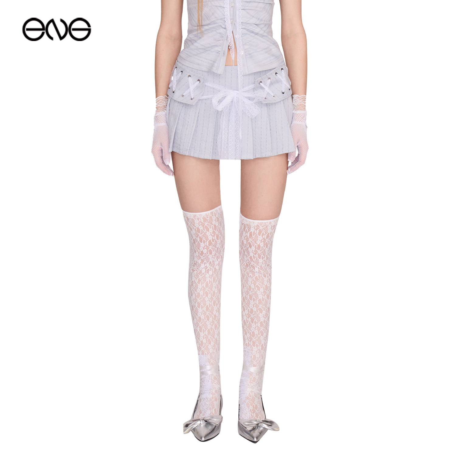 【ENG】Effet de Soleil蕾丝系带百褶裙女低腰短半裙新品26夏