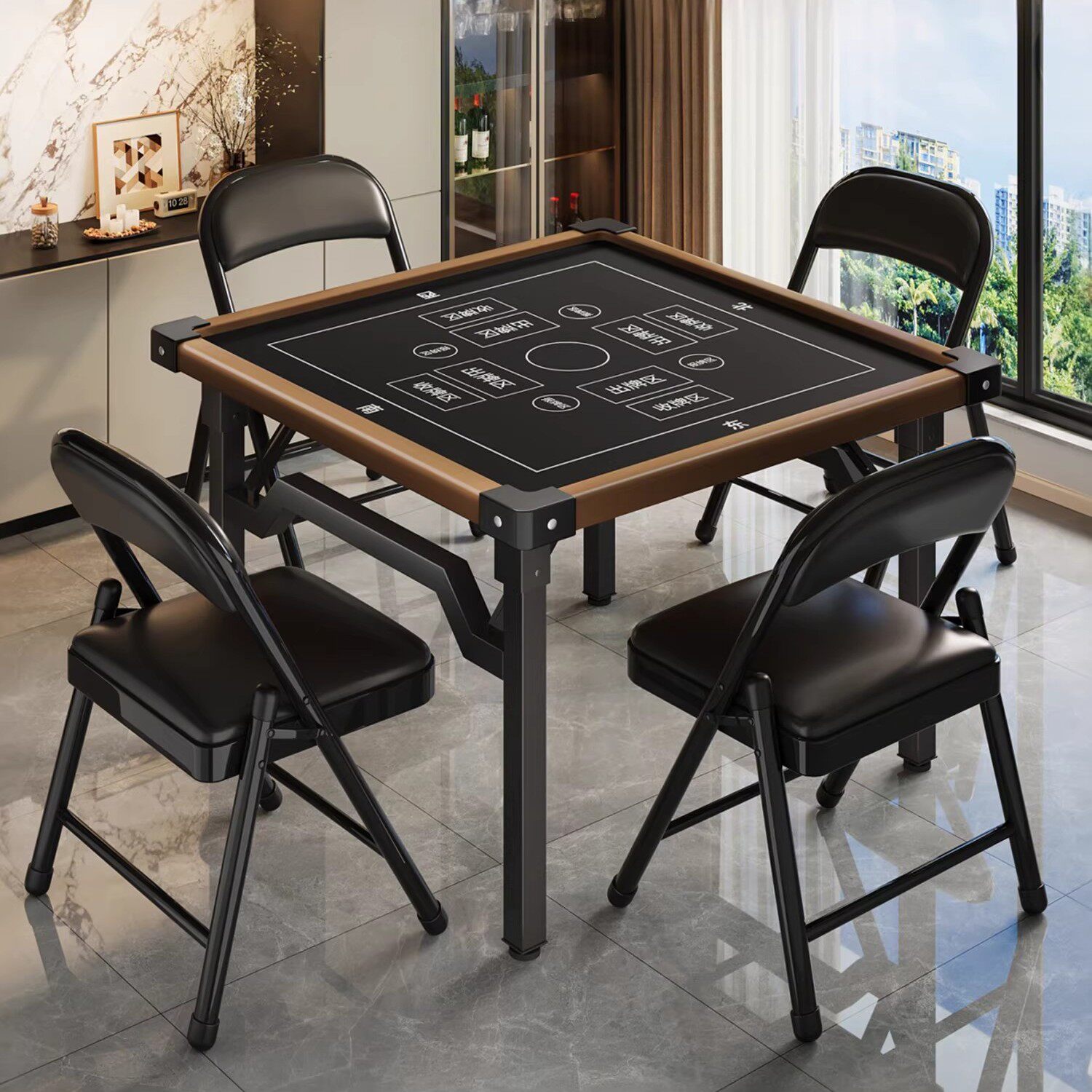 棋牌麻将桌子掼蛋专用桌家用折叠桌小户型餐桌出租屋正方形四方桌