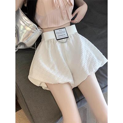 白色花苞短裤女夏季2025