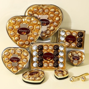 唯美斯金色巧克力心形盒装金沙礼盒装休闲零食婚庆喜糖礼物