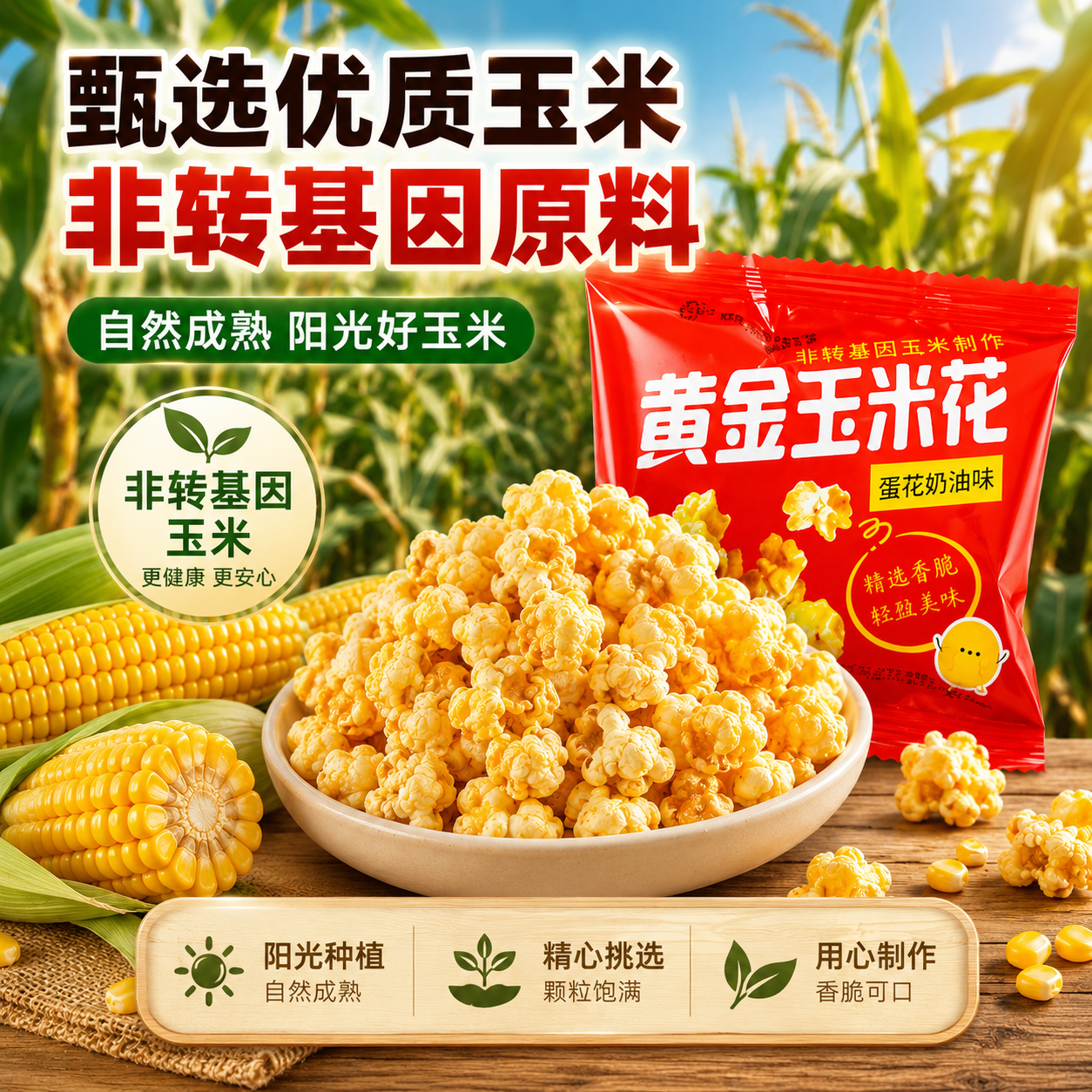 黄金玉米花蛋花奶油味膨化食品爆米花休闲零食火锅电影院同款