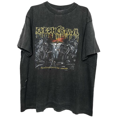 茂密有声工作室Vintage 1992 Fleshcrawl乐队复古做旧水洗短袖T恤