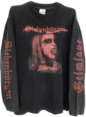 茂密有声工作室Vintage Siebenbürgen长袖T恤水洗做旧复古摇滚