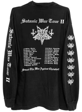 茂密有声工作室Vintage Dark Funeral 复古摇滚水洗做旧短袖T恤