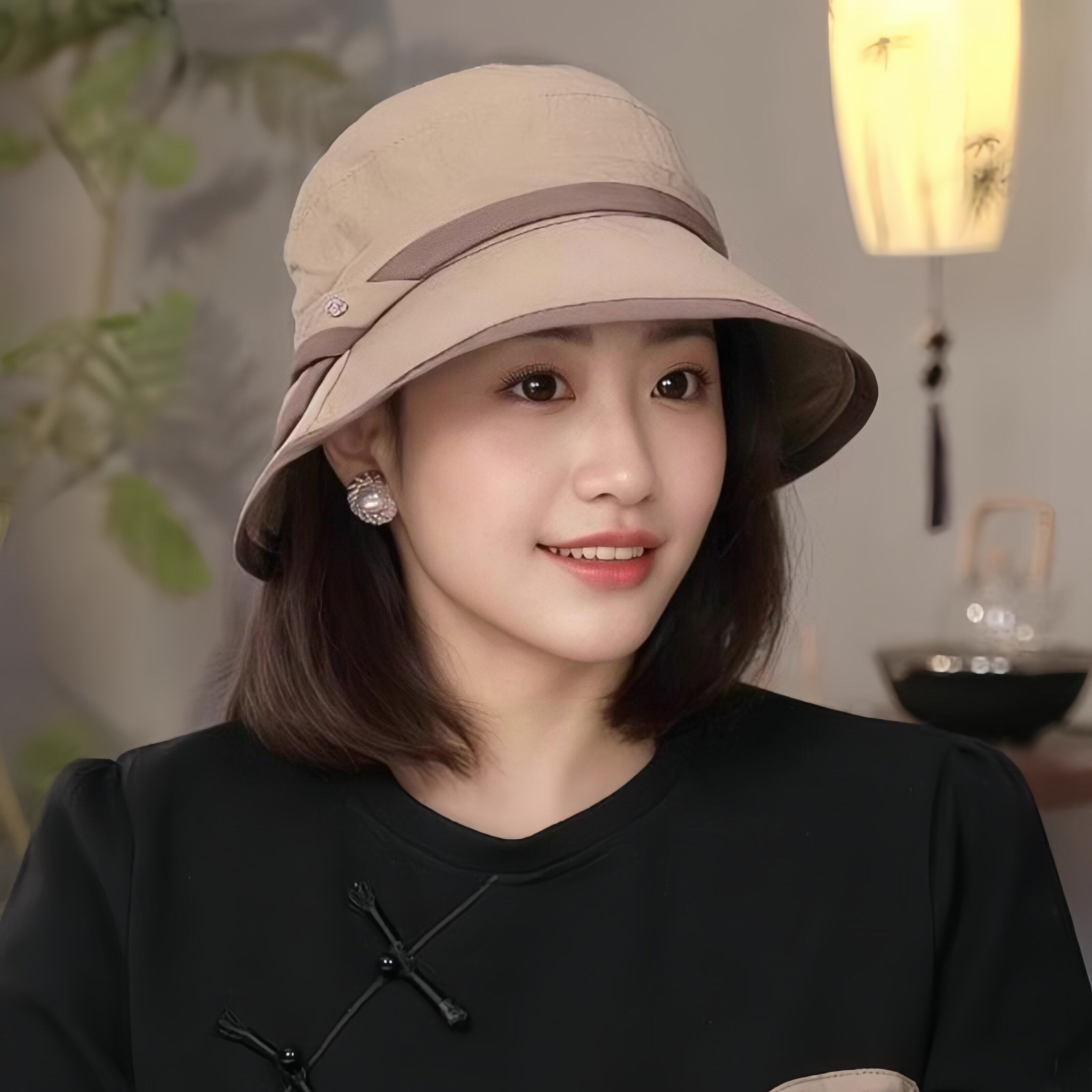 女式遮阳防晒凉帽轻薄速乾春秋2025新款洋派渔夫帽遮脸出游遮阳帽